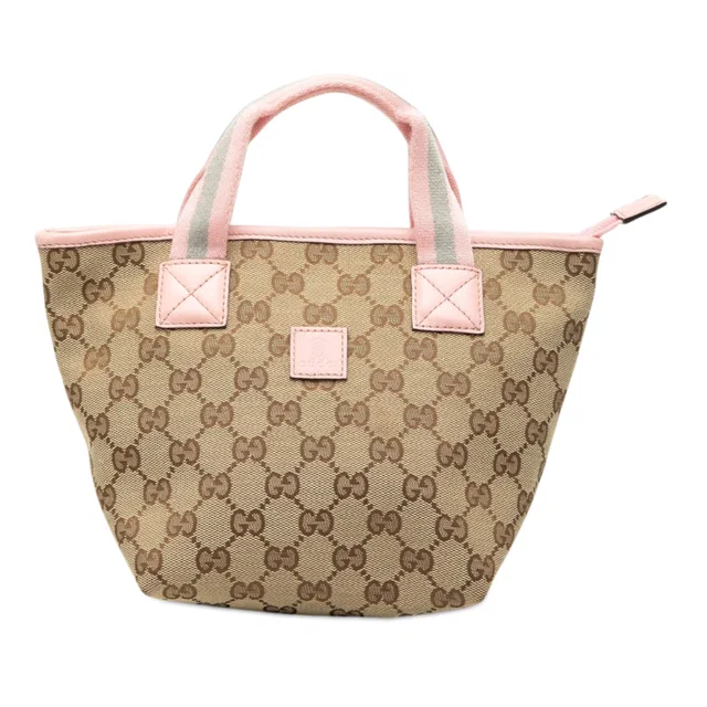 Beige Gucci Childrens Mini GG Canvas Web Handbag in Beige Canvas from Designer Revival