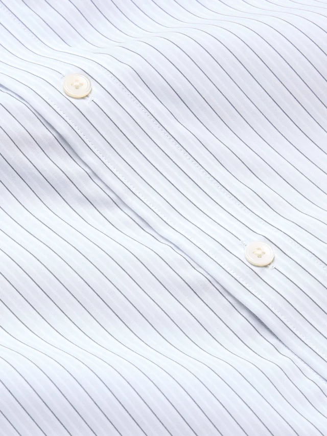 Banana Republic Slim-Fit Wrinkle-Resistant Dress Shirt in White & Blue Stripe, photo 2 of 2 from Banana Republic (Canada)
