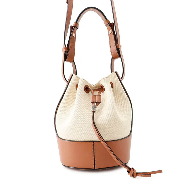 Loewe Balloon Shoulder Small Beige/BrownA710C31X02 Canvas Leather in Beige Canvas from GALLERY RARE