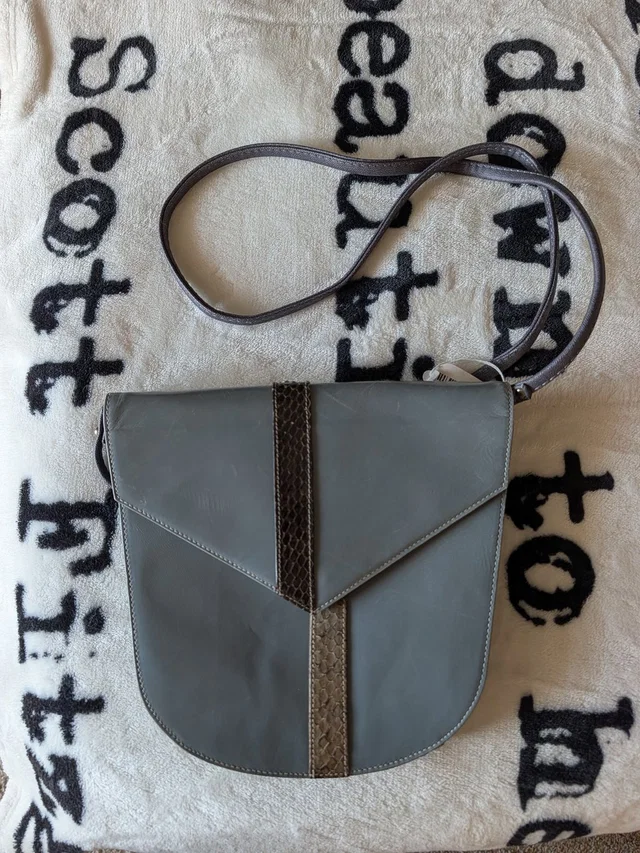 Lanvin Gray Leather Crossbody With Brown Trim in gray|brown|red Leather from Poshmark