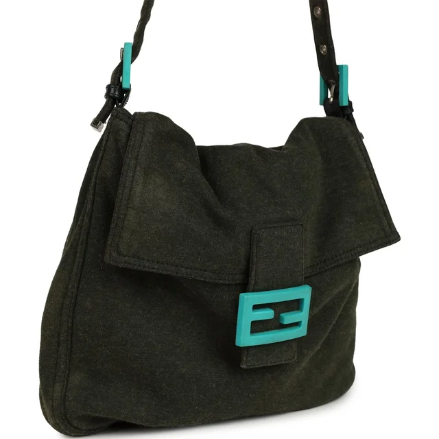 Fendi Vintage Mama Baguette Bag Dark Olive Jersey Silver Hardware in Green from Madison Avenue Couture, photo 2 of 2