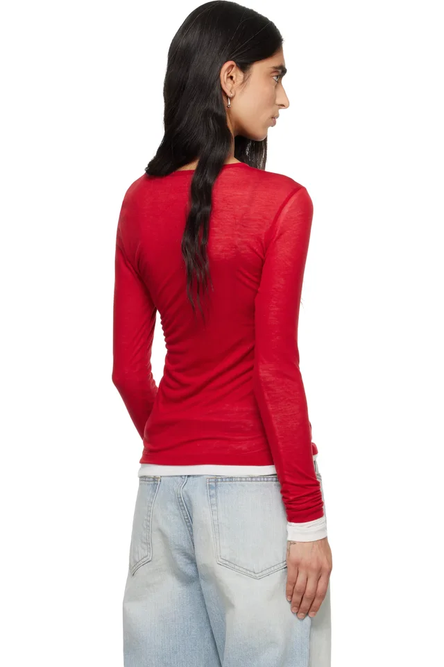 TONYWACK Red Layered Long Sleeve T-shirt, photo 3 of 4 from SSENSE