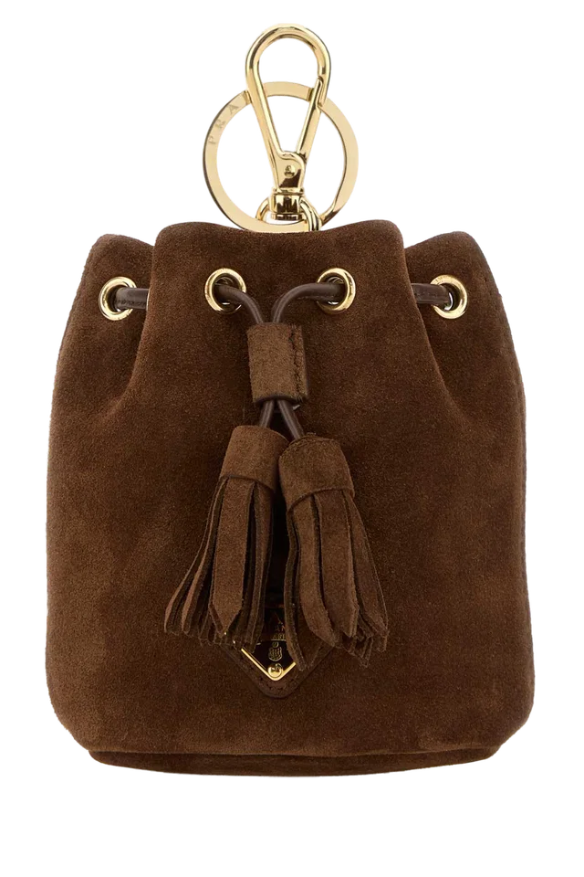 Prada Pouch Keychain — Brown Wallet in Brown Suede from HEWI