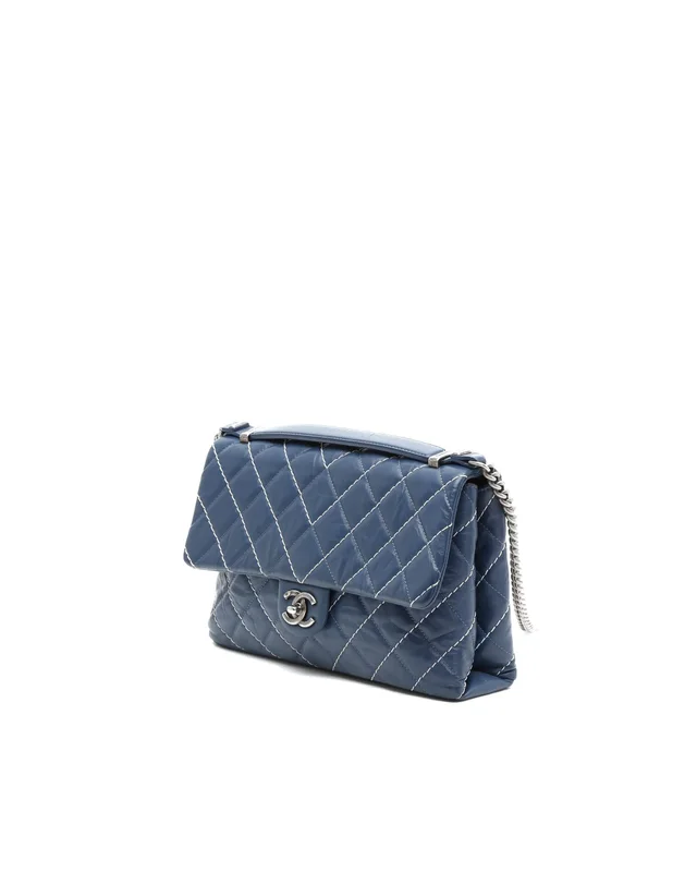 Chanel Chevron Stitch Single Flap Bag in Leather from A Retro Tale, photo 2 of 13