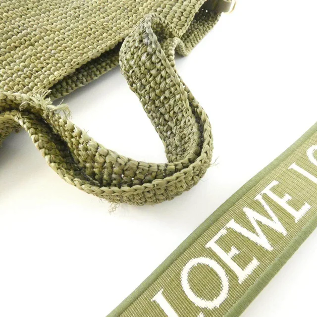 Loewe Slit Bag Mini Raffia Calf Bag in Green Calfskin from LuxUness, photo 5 of 8