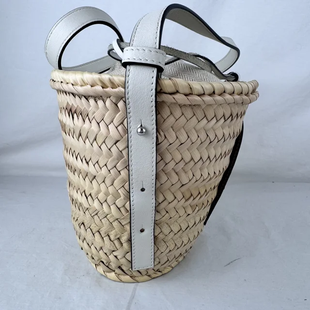 Loewe Drawstring Bucket Bag in Calfskin leather, embossed, palm leaf, raffia from Reowned, photo 4 of 9