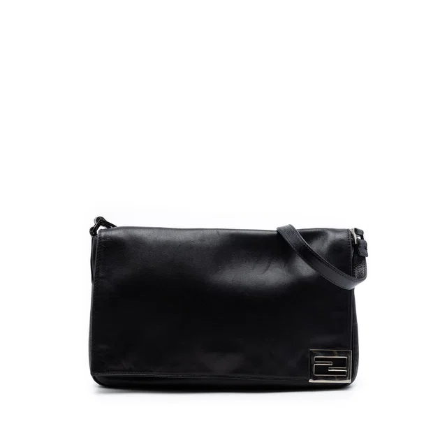 Black Fendi Calfskin FF Shoulder Bag in Black Calfskin from Designer Revival