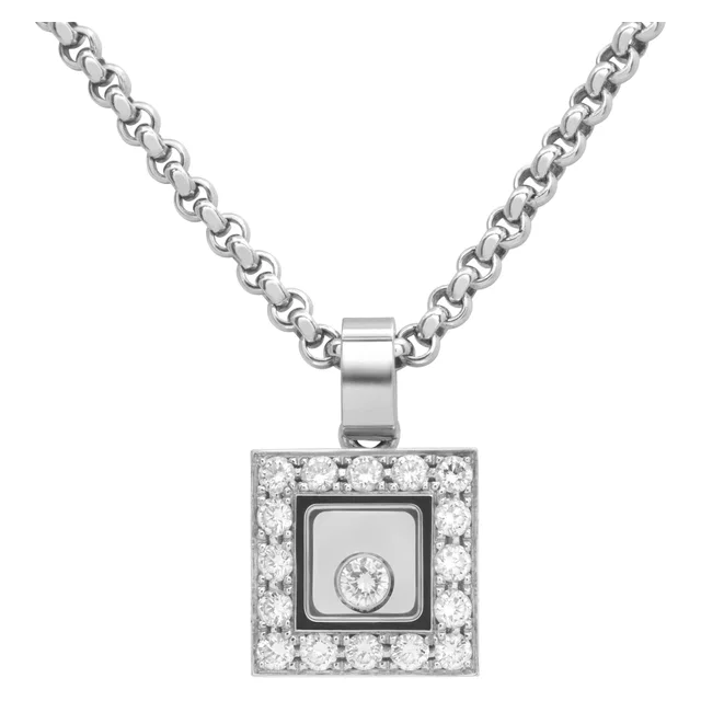 Chopard Happy diamond icons necklace 18k white gold square pendant in White White Gold from Gray And Sons