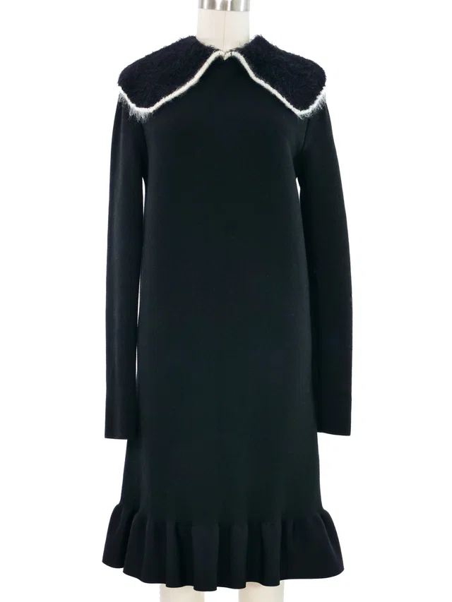 Celine Knit Collar Dress in Wool from Arcade Vintage