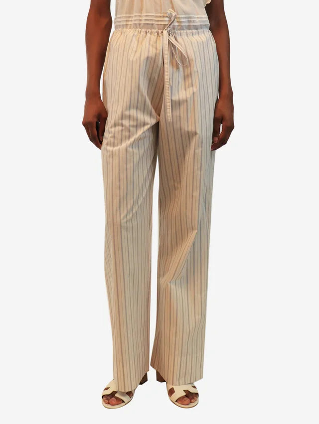 The Row White and grey Hypnosta striped wide-leg pants - size UK 4 in White from Sign of the Times