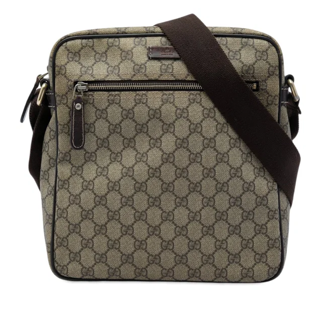 Beige Gucci GG Supreme Crossbody in Beige Coated canvas from Designer Revival