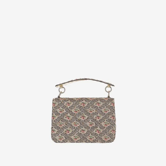 Valentino Garavani Shoulder Bag — Rose Gold Leather And Fabric in Pink Leather from HEWI