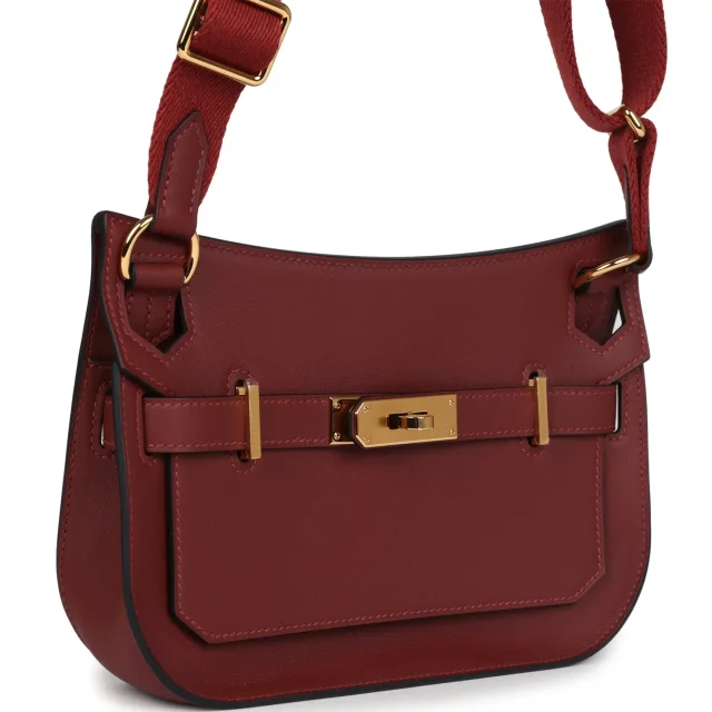 Hermès Jypsiere Mini Rouge H Swift Gold Hardware in Burgundy Swift from Madison Avenue Couture, photo 2 of 9