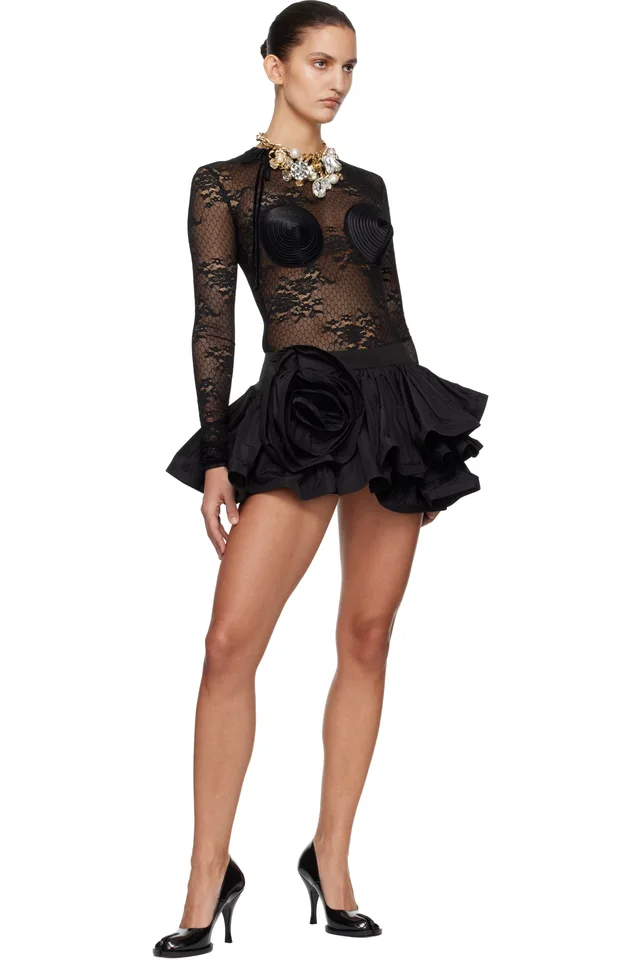 VAQUERA Black Lace Bullet Bra Bodysuit, photo 5 of 5 from SSENSE