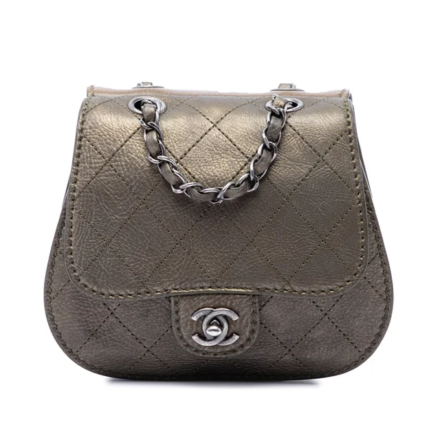 Brown Chanel Small Quilted Calfskin Coco Twin Flap Crossbody Bag in Brown Calfskin from Designer Revival