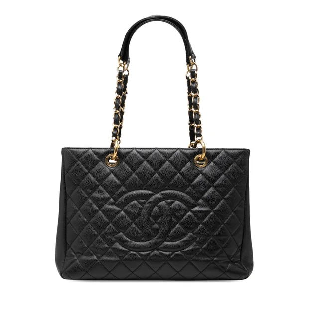 Black Chanel Caviar Grand Shopping Tote in Black Caviar leather from Designer Revival