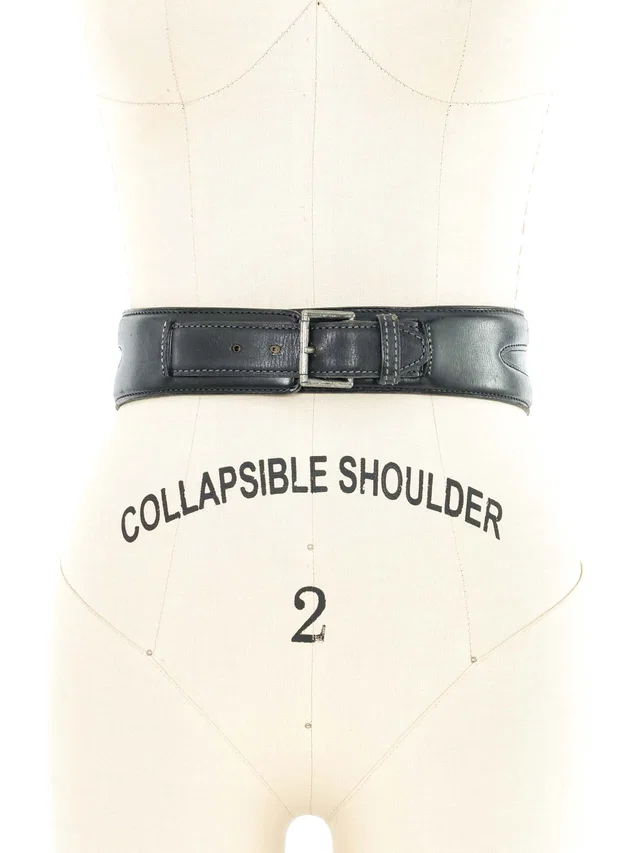Alaïa Black Leather Belt in Black Leather from Arcade Vintage
