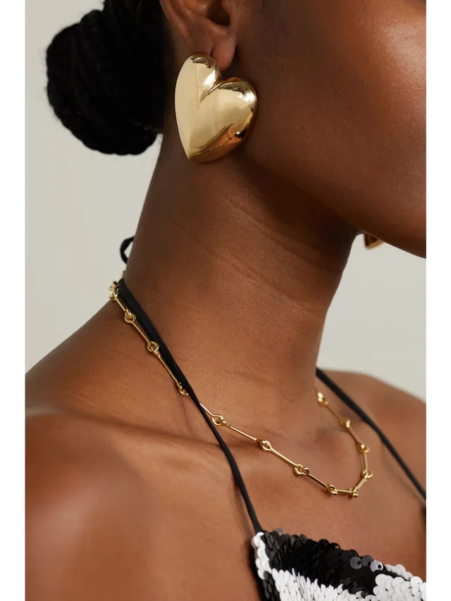 JENNIFER FISHER Puffy Heart gold-plated earrings in Metallic, photo 2 of 2 from NET-A-PORTER (Canada)