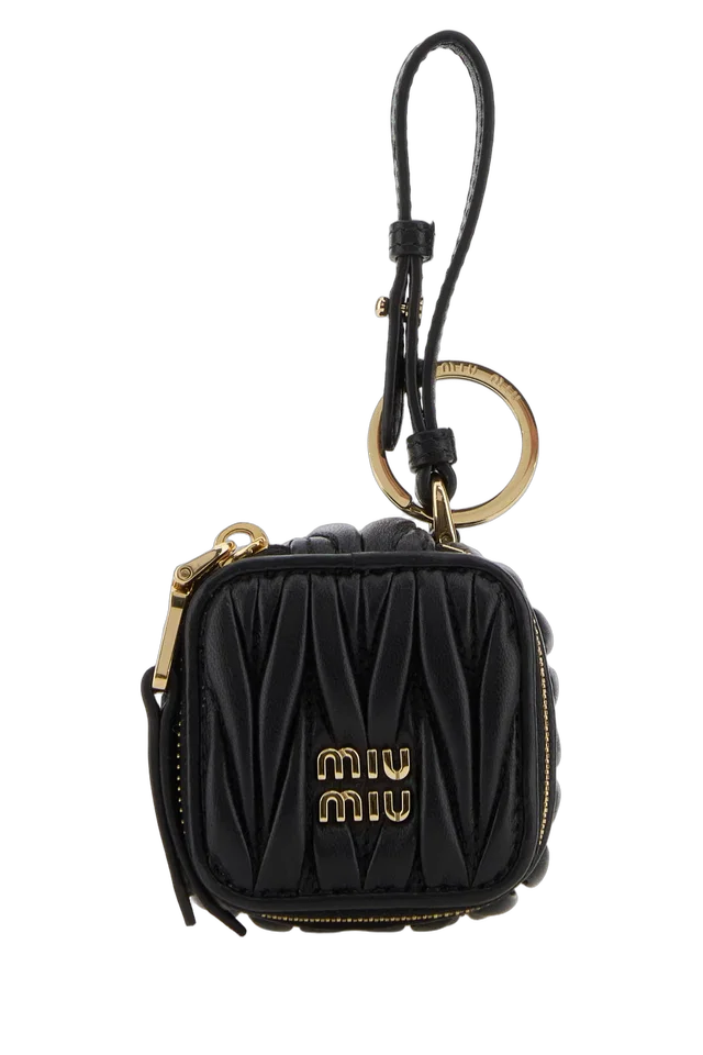 Miu Miu Matelassé Leather Coin Purse — Black Acciaio-agnello Purses in Black Leather from HEWI