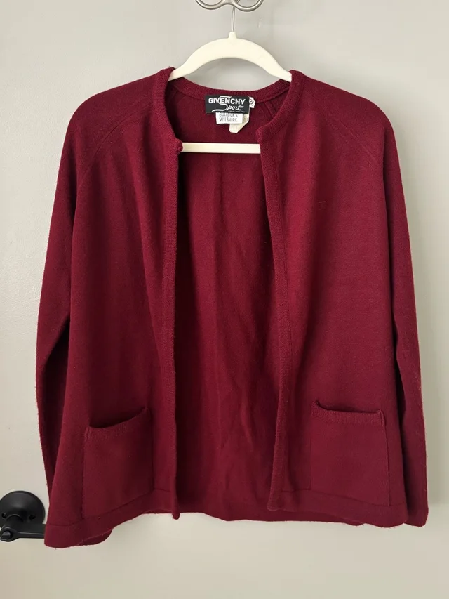 Givenchy Vintage Sport Burgundy Cardigan Sweater in red Resin from Poshmark