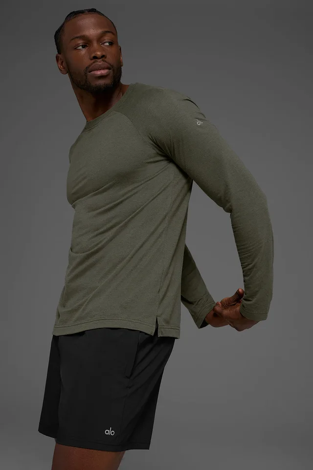 Alo Yoga Triumph Long Sleeve Tee - Stealth Green in Green from Alo Yoga, photo 1 of 1