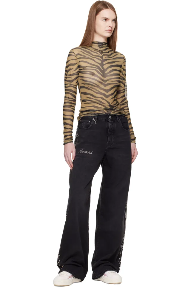 AMIRI Tan Zebra Long Sleeve T-shirt, photo 4 of 4 from SSENSE