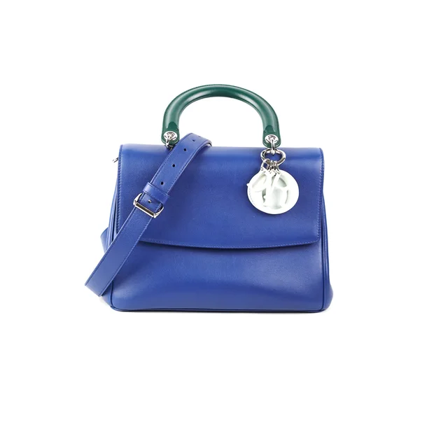 Be Dior Blue Top Handle Bag in Blue Leather from The Purse Affair