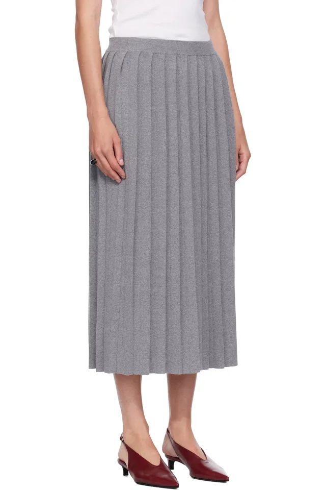 LISA YANG Gray Minda Midi Skirt, photo 2 of 3 from SSENSE