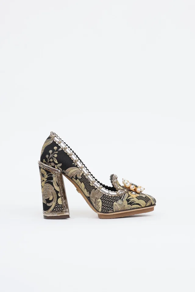 Dolce & Gabbana Brocade Heel in Leather from VSP Consignment