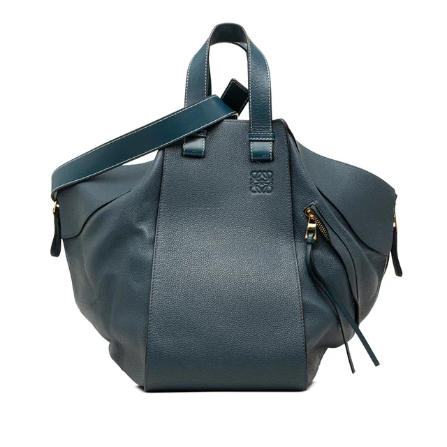 Blue LOEWE Medium Grained Calfskin Hammock Satchel in Blue Caviar leather from Designer Revival