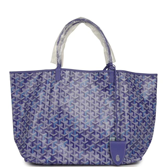 Goyard Goyardine Blueberry Purple Saint Louis GM Tote Palladium Hardware in Purple Calfskin from Madison Avenue Couture