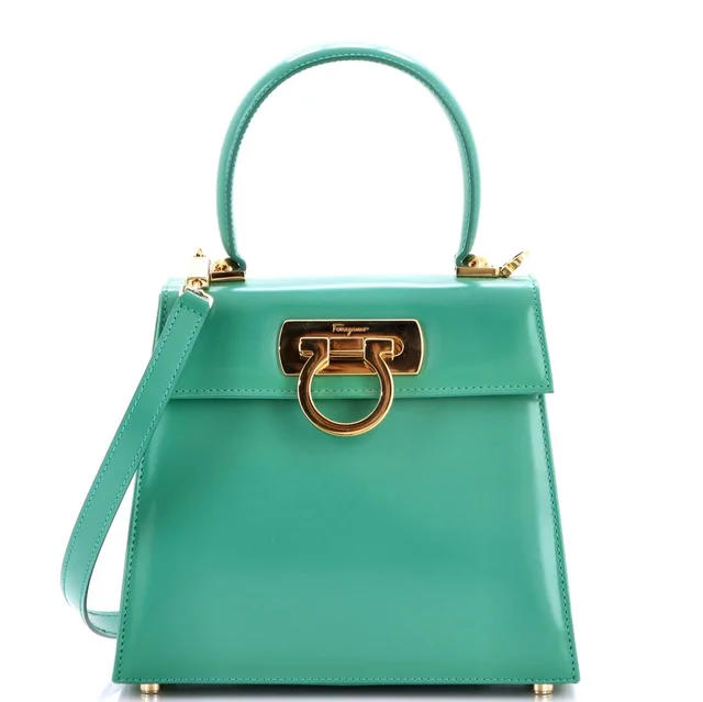 Ferragamo Mini Gancini Convertible Top Handle Bag Leather in green Leather from Poshmark, photo 1 of 1