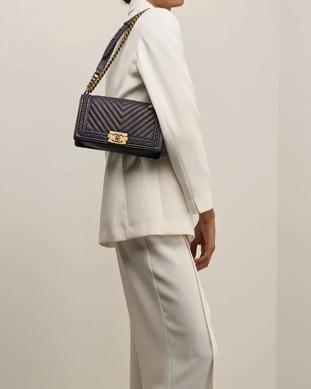 Chanel Boy Old Medium Caviar Blue / Metallic Gold in Blue, Gold, Multicolour Caviar leather from SACLÀB, photo 2 of 2