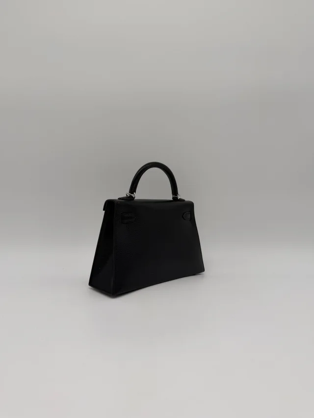 Hermès Mini Kelly Clou de coeur Black Chevre Palladium Hardware in Black Goatskin from Luxury Promise, photo 6 of 11