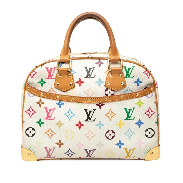 White Louis Vuitton Monogram Multicolore Trouville Handbag in White Canvas from Designer Revival