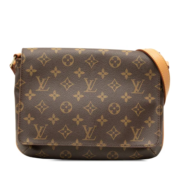 Brown Louis Vuitton Monogram Musette Tango Short Strap Shoulder Bag in Brown Coated canvas from Designer Revival