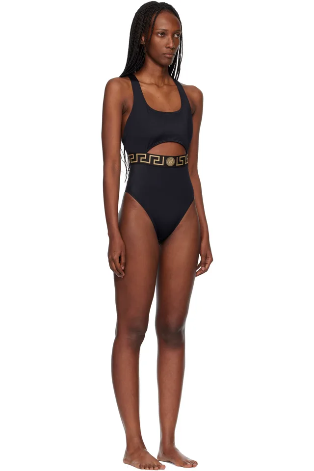Versace Black Cutout Swimsuit, photo 2 of 4 from SSENSE