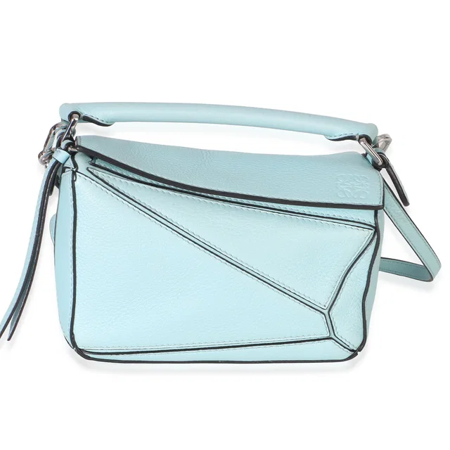 Loewe Light Blue Grained Calfskin Mini Puzzle in Blue Caviar leather from myGemma