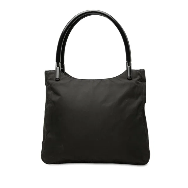 Black Prada Tessuto Resin Handle Tote in Black Resin from Designer Revival