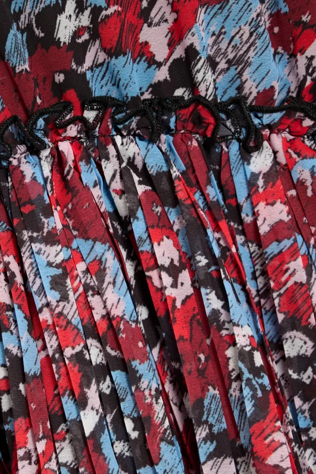 Ganni Pleated printed crepe de chine mini dress, photo 4 of 4 from THE OUTNET