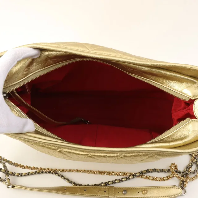 2016-era CHANEL "Gabrielle" Chain Shoulder Bag, Gold in Gold Calfskin from VINTAGE QOO TOKYO, photo 5 of 13
