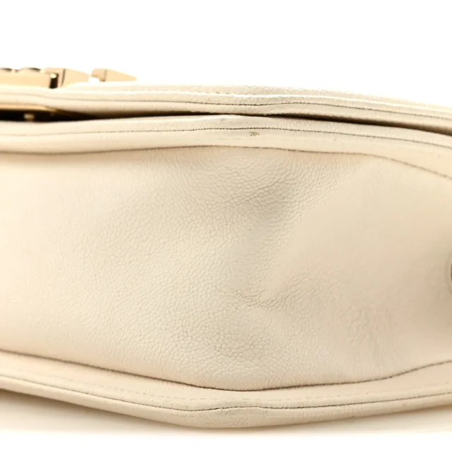 Chanel Caviar Chevron Quilted Small Boy Flap White in White Caviar leather from FASHIONPHILE, photo 10 of 14