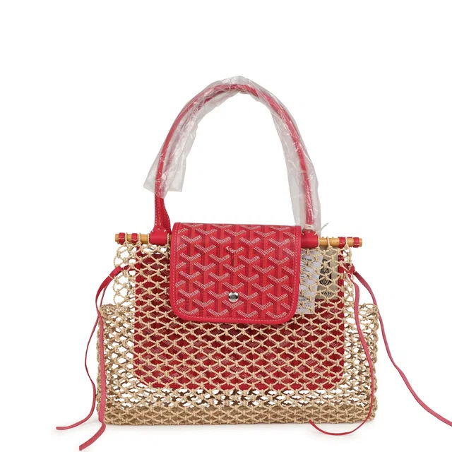 Goyard Goyardine Canvas Fuchsia Aligre Bag Raffia Net Palladium Hardware in Pink Canvas from Madison Avenue Couture