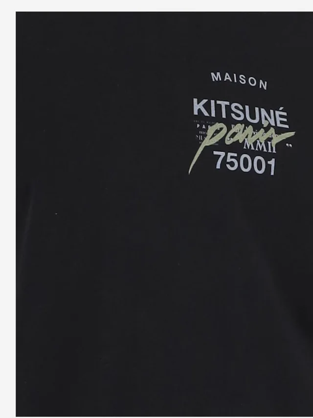 Maison Kitsuné Logo-Print Fox-Motif Crewneck T-Shirt, photo 3 of 6 from SENSER