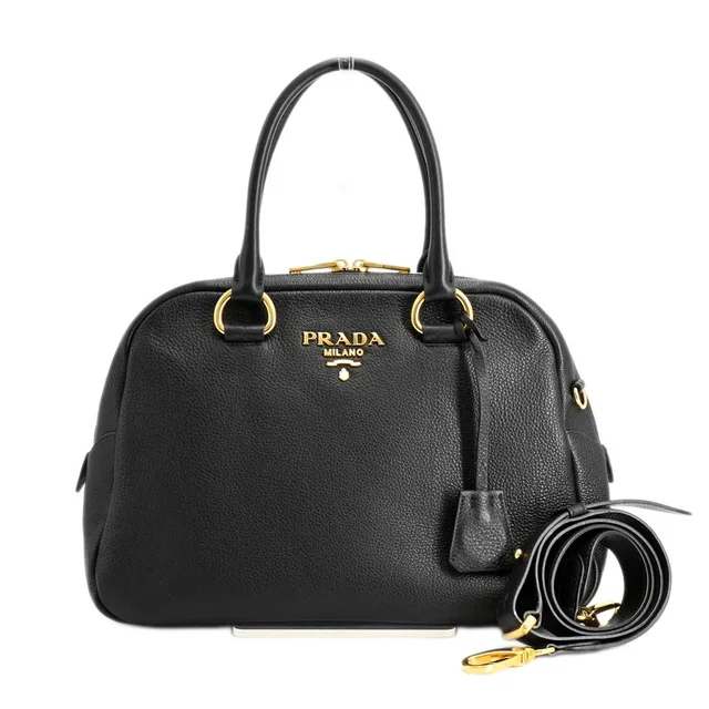 Prada Handbag 2-Way Black in Black Leather from The Reluxe
