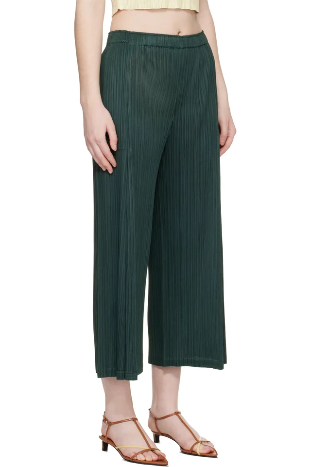 PLEATS PLEASE ISSEY MIYAKE Green Monthly Colors December Trousers, photo 2 of 4 from SSENSE