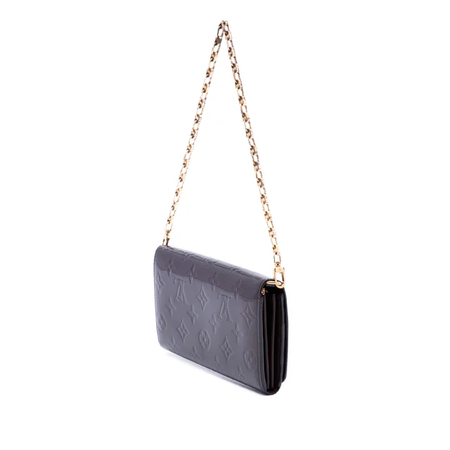 Purple Louis Vuitton Monogram Vernis Portefeuille Sarah Chain Wallet Shoulder Bag in Purple Leather from Designer Revival, photo 2 of 2