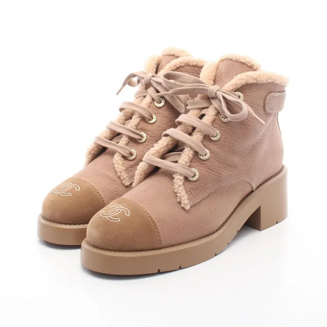 Chanel Boots CC Logo Lace Up Fleece Leather Suede in Suede from The Reluxe