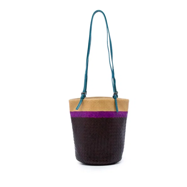 Brown Bottega Veneta Nappa Intrecciato Acquarello Bucket Bag in Brown Nappa leather from Designer Revival