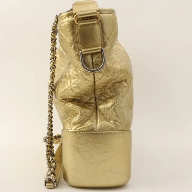 2016-era CHANEL "Gabrielle" Chain Shoulder Bag, Gold in Gold Calfskin from VINTAGE QOO TOKYO, photo 3 of 13